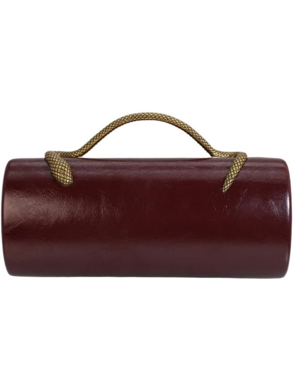 Elegant Vegan Leather Evening Bag with Golden Snake Handle - Faux Leather Clutch